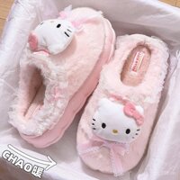 Dép lê bông Hello Kitty nữ mùa đông 2024 mẫu mới đáng yêu trong nhà Dép bông giữ ấm sang trọng Sanrio nữ mùa đông