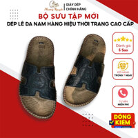 Dép lê da nam hàng hiệu thời trang cao cấp trẻ trung đẹp bền đẹp giá rẻ, đế khâu, quai ngang mềm mại, ma sát tốt M8
