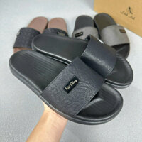 Dép lê, dép da bò nam cao cấp, logo khắc theo yêu cầu, đế cao su non , họa tiết vân nhám, quai khâu đế liền, chống nước