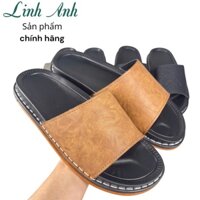 Dép lê, dép da bò thật quai ngang nam, đế bánh mì thiết kế mới mã sp: BM-01