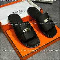 Dép Lê Hm - Dép Hm Sừng Trâu Gabriel ‘Noir’ Da Taiga da sần - Dép HM Sừng Trâu Bản da sần Cao Cấp Hàng SC