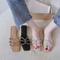 Dép Lê Mũi Vuông Quai Đá Xoắn Cực Xịn hót 2024  sale 25.5