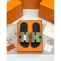 Dép lê nam chữ H màu rêu cốm cực đẹp - Fom dáng chuẩn - Chất liệu đế fit gỗ sang trọng - Full hộp đầy đủ