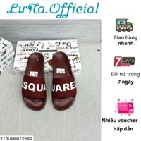 Dép lê nam dsq quai ngang màu đỏ đô chữ nổi trắng phong cách hot trend