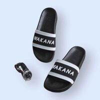 Dép Lê Nam Nữ WAKANA Kiểu Dáng Basic, Quai Cao Su Non Màu Đen Trắng-WK001 - Bình Lãng Store
