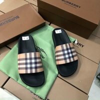Dép lê nam quai ngang PB cao su quai kẻ sọc be đen đỏ đế đúc nổi chữ cao cấp DL11P