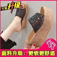 Dép Lê Nữ đi bên ngoài sành điệu Instagram Giày đi biển thời trang mẫu mới mùa hè 2025 hot trên mạng Dép lê cao gót đế xuồng đế dày bánh xốp