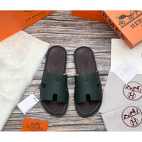 Dép lê quai chữ H màu rêu nâu cực nét - Fom dáng chuẩn đẹp - Chất liệu quai cao su - Đế fit gỗ cực sang