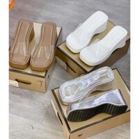 dép lê quai ngang bản trong suốt đế xuồng chiều cao 6 phân