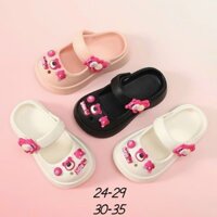 Dép lê rọ đính sticker gấu đáng yêu cho bé - Sục Bé Gái Hàng Quảng Châu Mã Mới 2040 Babybees_BeBé