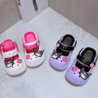 Dép lê rọ đính sticker Kuromi đáng yêu cho bé - Sục Bé Gái Hàng Quảng Châu [Hàng mới về]