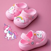 Dép lỗ nhựa dẻo siêu bên màu hồng ngựa pony unicorn ngọt ngào bé gái