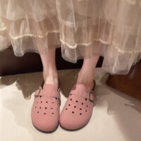 Dép Lỗ Nữ Retro Birkenstock Giày Mùa Xuân Lười Một Chân Baotou Nửa Slipp