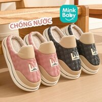 Dép lông đi trong nhà MINK chống nước đế nhựa dày siêu nhẹ ( mã M1)