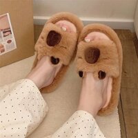 Dép lông hở mũi Capybara nâu
