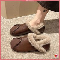 Dép Lông Nhà Giày Tròn Mũi Retro Baotou Casual