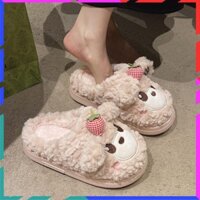 Dép Lông Nhà Giày Tròn Mũi Retro Baotou Casual