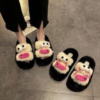 Dép Lông Nhà Giày Tròn Mũi Retro Baotou Casual