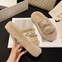 Dép Lông Nữ Đế Dày Chống Trơn Trượt Ấm Áp Thời Trang Phiên Bản Hàn Quốc Dép Cotton Trong Nhà