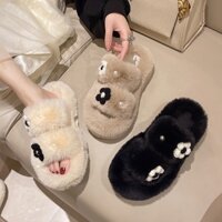 Dép Lông Thời Trang Đan Chéo cao cấp - Moki Mart, Dép bông đi trong nhà xuất Hàn