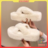 Dép lông thời trang mùa đông đế dày nữ