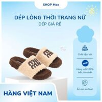 Dép lông thời trang nữ - Dép lông nữ quai ngang mang trong nhà lót lông thỏ, nhẹ và êm chân mùa đông