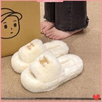 Dép lông xù Dép đi trong nhà dành cho sinh viên Phong cách mới Đế mềm thông thường