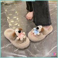 Dép lông xù Dép đi trong nhà Học sinh Đáy phẳng dễ thương Chống trượt