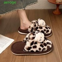 Dép mèo AEROGEM Kitty, Dép hoạt hình da báo nữ, Giày đế bệt hở mũi thông thường Dép sang trọng ngoài trời