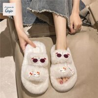 Dép Mèo GOJO Kitty, Dép Lông Tơ Xương Hoạt Hình, Nhung Dày Mềm Chống Trơn Trượt Dép Sang Trọng Mềm Mùa Đông