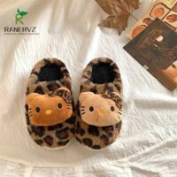 Dép Mèo RANERVZ Kitty, Đế Dày Mềm Hoạt Hình Dép Sang Trọng, Ấm Áp Dễ Thương Chống Trơn Trượt Mùa Đông Trượt Lông Tơ Bé Gái
