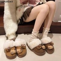 Dép Mùa Đông BEYONDAY, Giày Giữ Nhiệt Ấm Hello Kitty, Dép Cotton Sang Trọng Chống Trơn Trượt Mùa Thu Đông