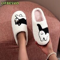 Dép Mùa Đông LIFBESVO, Giày Cotton Ấm Chống Trơn Trượt, Nơ Nhẹ Dày Phòng Ngủ Giày Thu Đông