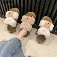 Dép Mùa Đông OKDEALS, Giày Cotton Dày Ấm Áp, Dép Lông Tơ Sang Trọng Chống Trơn Trượt Dễ Thương