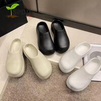 Dép Muller đế dày SPDD, Dép đóng mũi đơn giản chống trượt, Giày đế bệt màu trơn mịn cho nữ