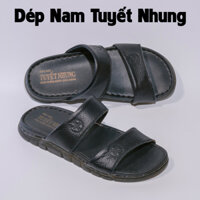 Dép nam 2 quai ngang hàng da đế DR MARTON màu nâu/đen