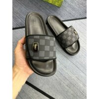 Dép Nam BBR quai dán, Dép BBR In Kẻ CaRo đính mác kim loại đế cao su nguyên khối nâng chiều cao