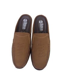 Dép nam bít mũi Trường Hải màu VÀNG da bò thật đế cao su may chắc chắn thời trang cao cấp êm ái BM077 - Vàng bò - 42