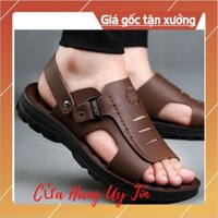 Dép Nam Da Bò Đế Cao Su Đúc, Dép Da Nam Trung Niên, Dép Nam Quai Hậu