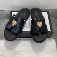 Dép nam da H mặt quỷ vàng mẫu mới