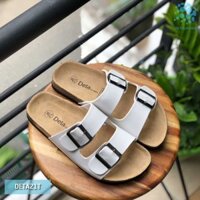 Dép nam đế trấu 2 khóa màu Trắng Detaunisex – Deta21T