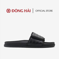 Dép nam Đông Hải quai ngang da bò cao cấp thiết kế  quai dán thời trang đế cao su chắc chắn - D3218 - Đen - 42