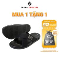 Dép Nam GLOFA - D01, Dép Quai Chéo Da Và Đế PU Cao Cấp, Dép Đi Trong Nhà Êm Chân, Thoáng Khí