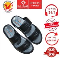 Dép nam Huy Hoàng 2 quai ngang sọc màu đen HP7142 (B)