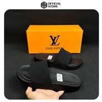 Dép nam LOUIS VUITTON quai ngang nam nữ,dép quai ngang bản da PU đế cao su non mềm mại Hot Trend Full Bill Box