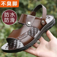 Dép nam mùa hè, giày đi biển thoáng khí, dép bố, chống trượt, chống mùi, dép nam trung niên bền