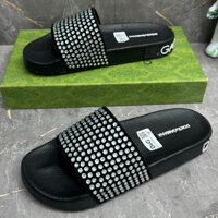 Dép nam nữ DG ĐÍNH ĐÁ quai ngang, Dép nam thời trang quai ngang phong cách giới trẻ.dép 2 màu đen trắng sành điệu