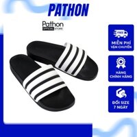 Dép nam nữ quai ngang slipper Pathon quai PVC và đế PU đen quai sọc đen trắng SD38NHAM shop Pathon.vietnam