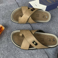 Dép Nam Quai Chéo Xỏ Ngón, Đế Cao Su Đúc Liền Quai Đẹp Mang Êm Chân Full Box