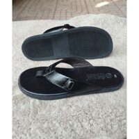 dép nam quai kẹp da thật màu đen